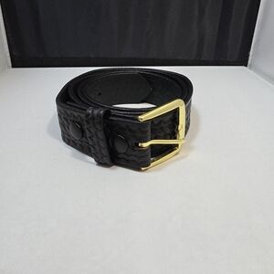 Boston Leather Belt Black Basketweave Size 44 USA 6582 Workwear Uniform (X)